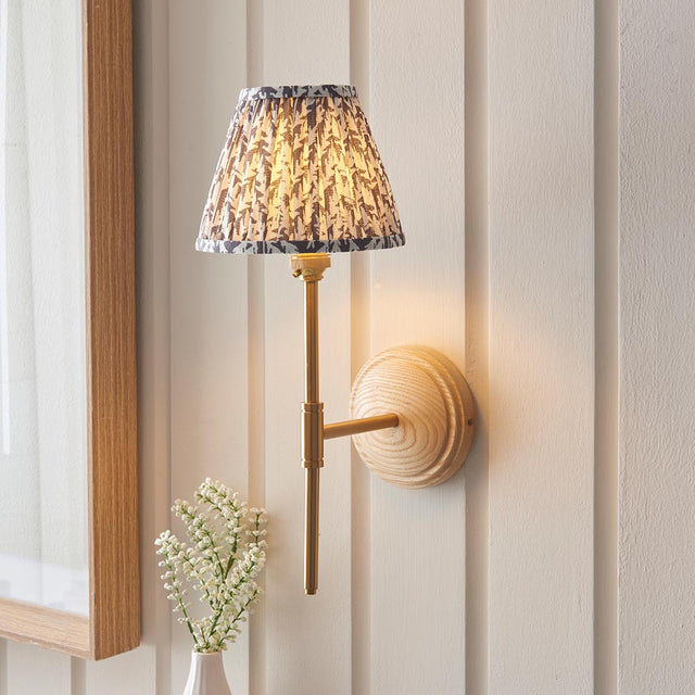 Wood T Bar & Leaf 16cm Pearl grey shade - Comet Lighting