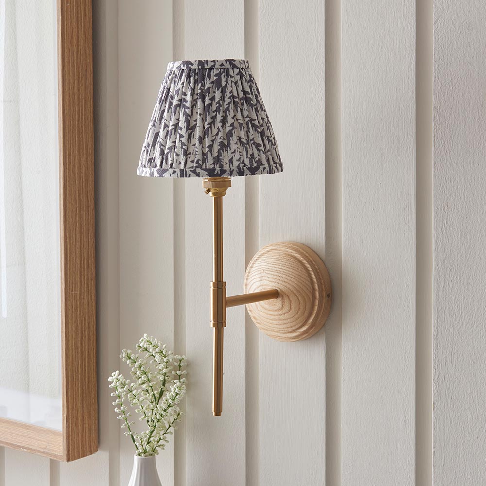 Wood T Bar & Leaf 16cm Pearl grey shade - Comet Lighting