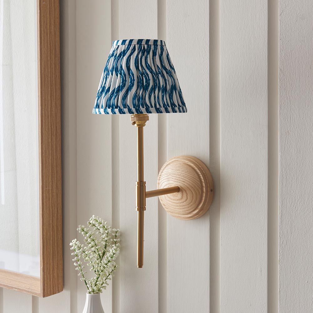 Wood T Bar & Ripple 16cm Marlin blue shade - Comet Lighting