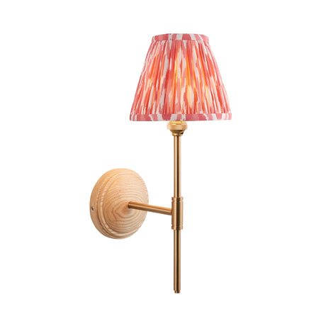 Wood T Bar & Ikat 16cm Coral pink shade - Comet Lighting