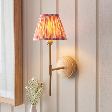 Wood T Bar & Ikat 16cm Coral pink shade - Comet Lighting