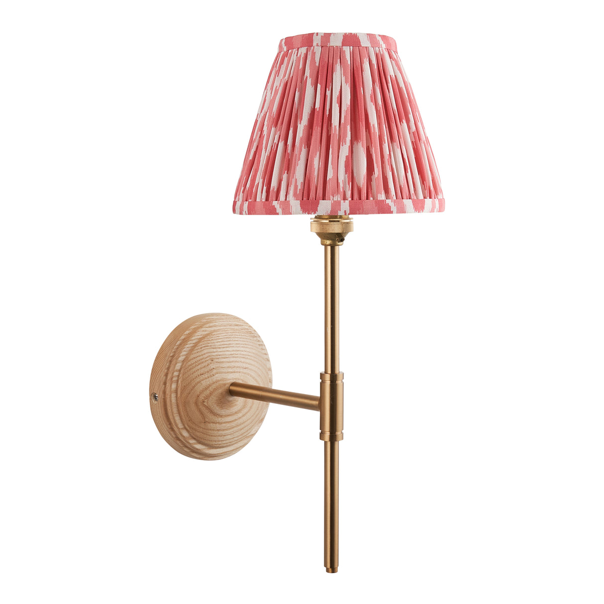 Wood T Bar & Ikat 16cm Coral pink shade - Comet Lighting