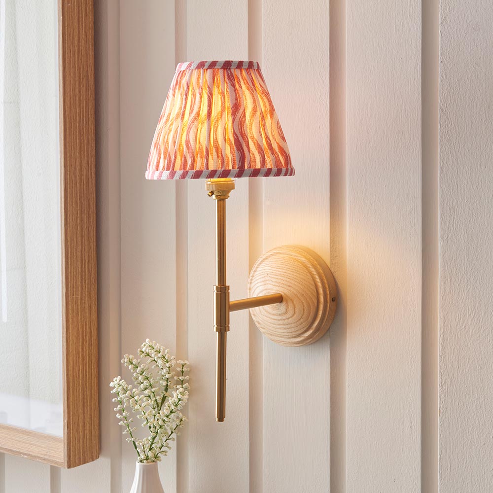 Wood T Bar & Ripple 16cm Coral pink shade - Comet Lighting