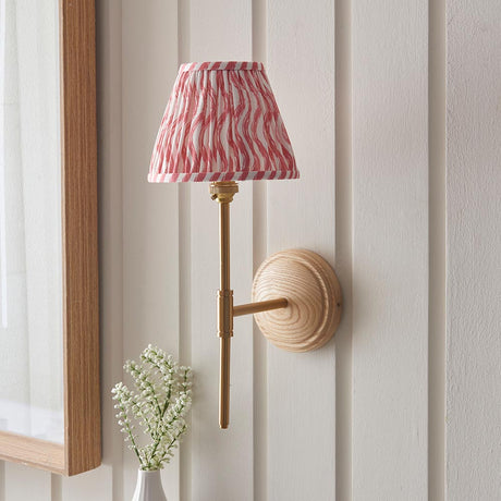 Wood T Bar & Ripple 16cm Coral pink shade - Comet Lighting