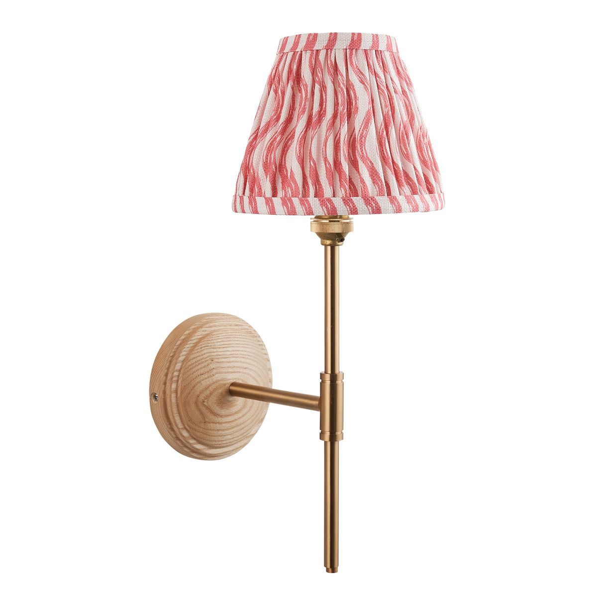 Wood T Bar & Ripple 16cm Coral pink shade - Comet Lighting