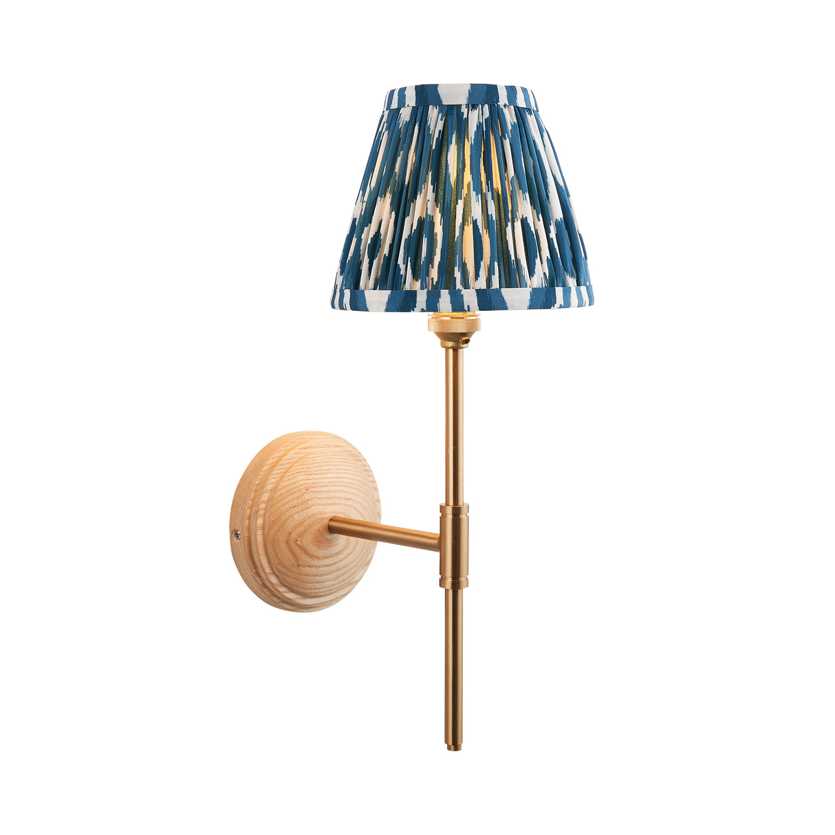 Wood T Bar & Ikat 16cm Marlin blue shade - Comet Lighting