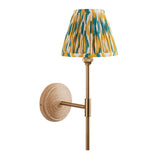 Wood T Bar & Ikat 16cm Yellow & jade shade - Comet Lighting