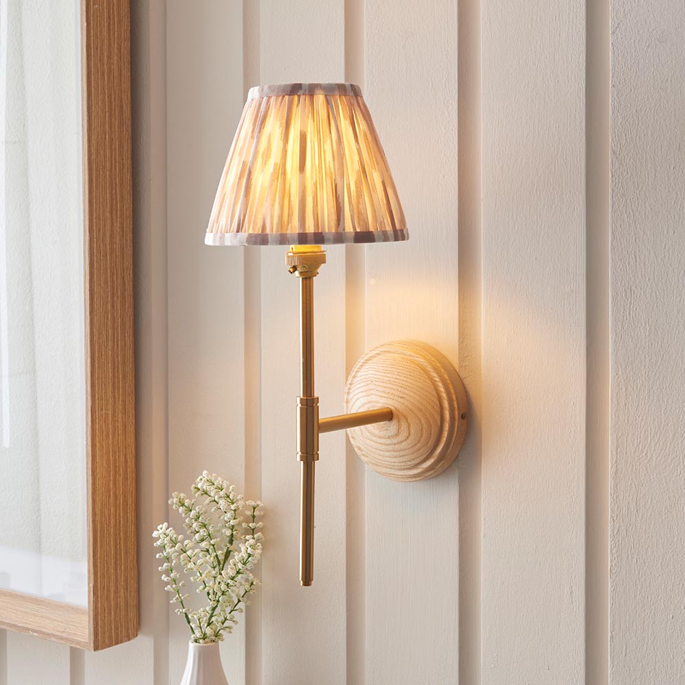 Wood T Bar & Ikat 16cm Neutral shade - Comet Lighting