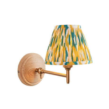 Wood Fold & Ikat 16cm Yellow & jade shade - Comet Lighting