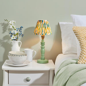 Wooden Green Bibury & Ikat 16cm Yellow & jade shade - Comet Lighting