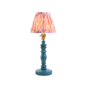 Wooden Blue Bibury & Ikat 16cm Coral pink shade - Comet Lighting