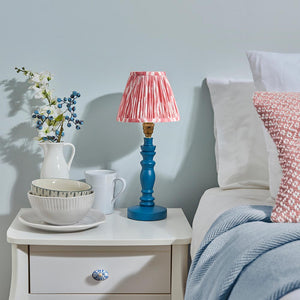 Wooden Blue Bibury & Ikat 16cm Coral pink shade - Comet Lighting