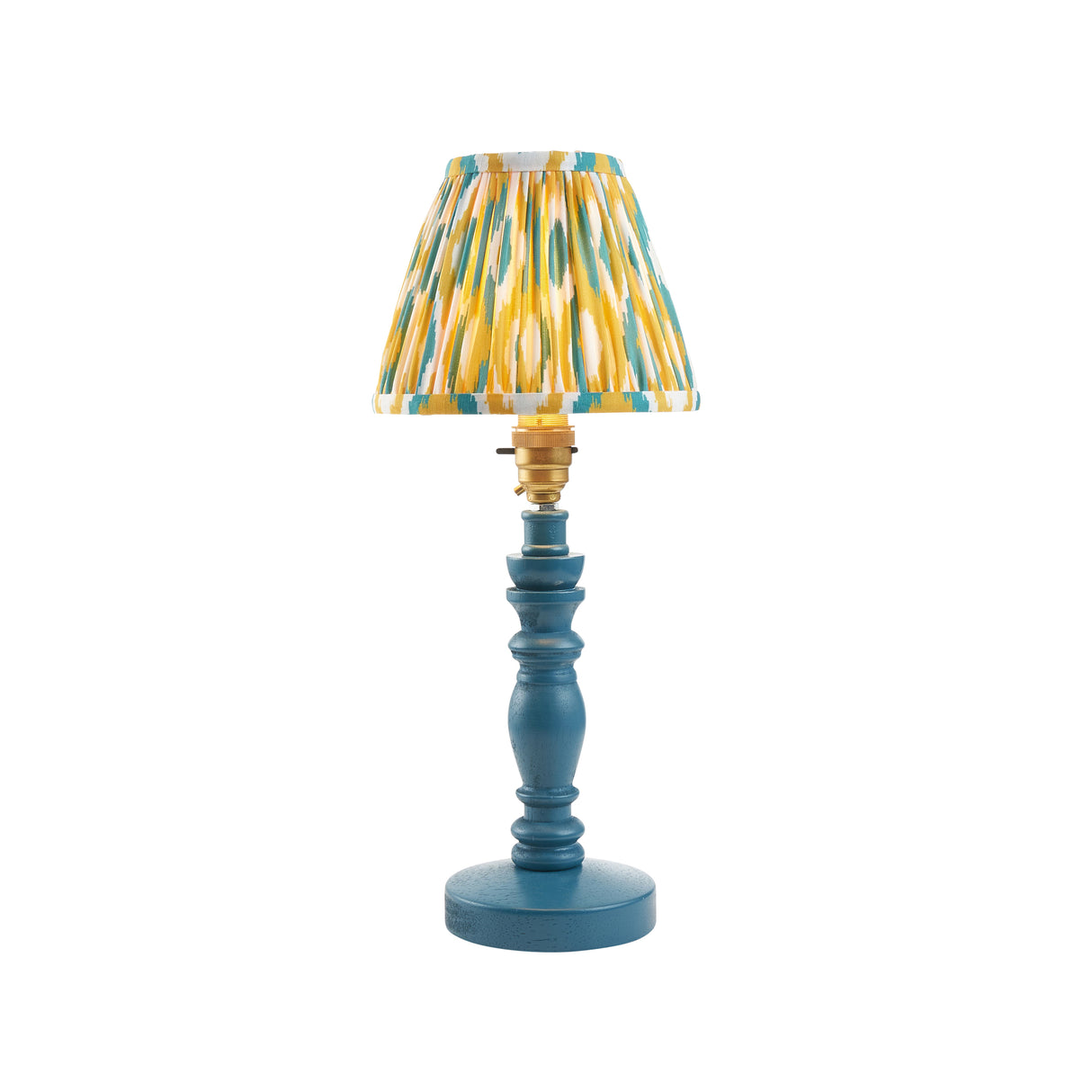 Wooden Blue Bibury & Ikat 16cm Yellow & jade shade