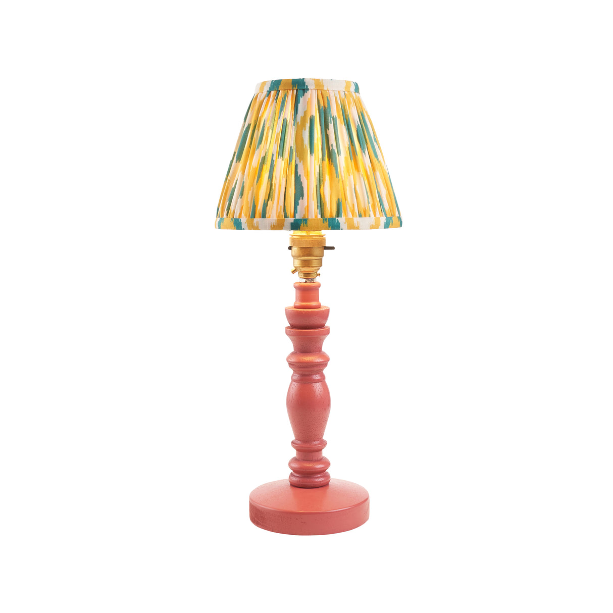 Wooden Pink Bibury & Ikat 16cm Yellow & jade shade