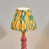 Wooden Pink Bibury & Ikat 16cm Yellow & jade shade