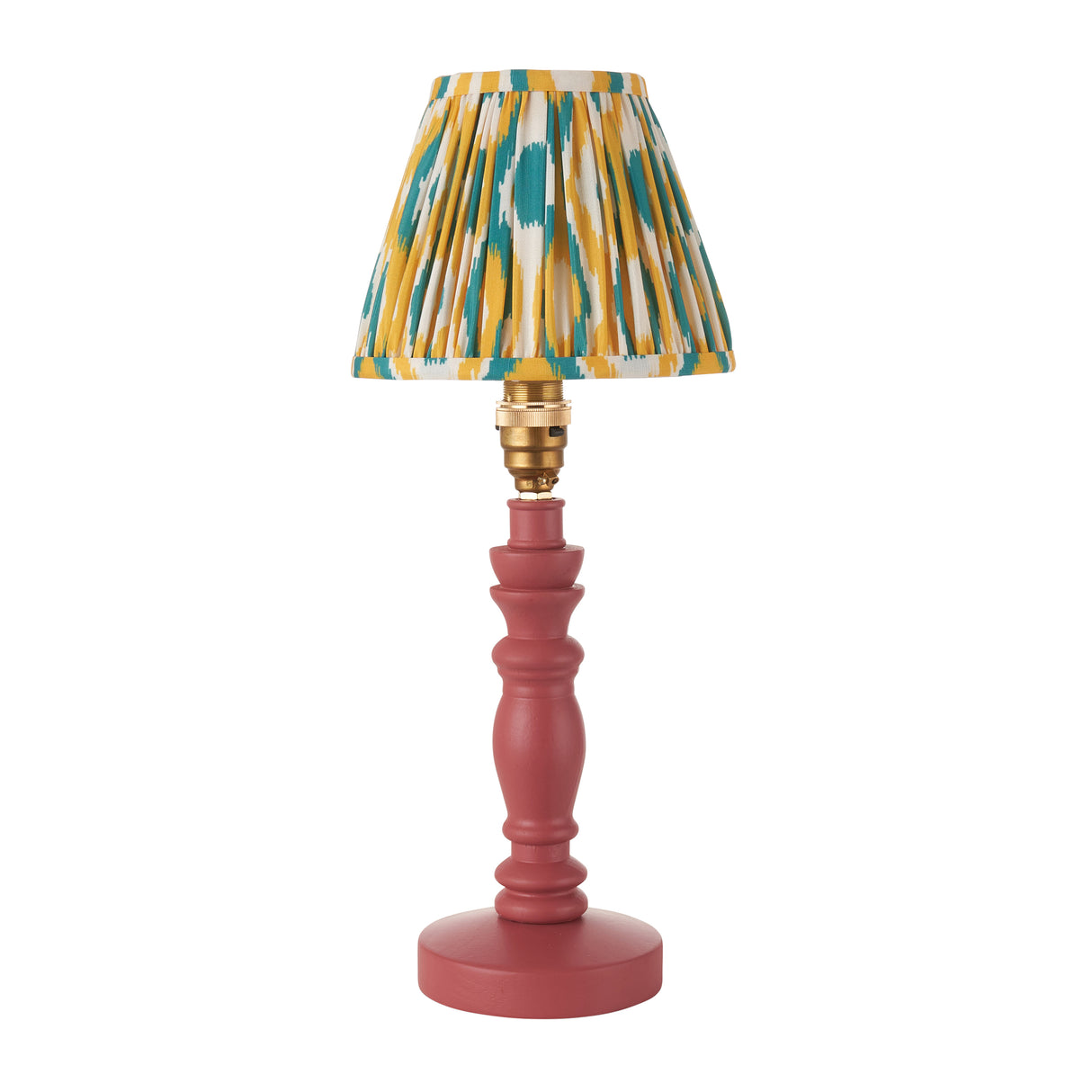 Wooden Pink Bibury & Ikat 16cm Yellow & jade shade