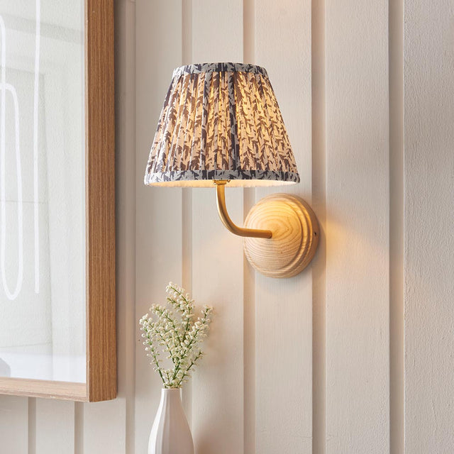 Wood Arc & Leaf 20cm Pearl grey shade - Comet Lighting