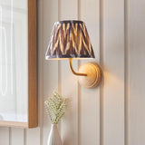 Wood Arc & Zigzag 20cm Pearl grey shade - Comet Lighting