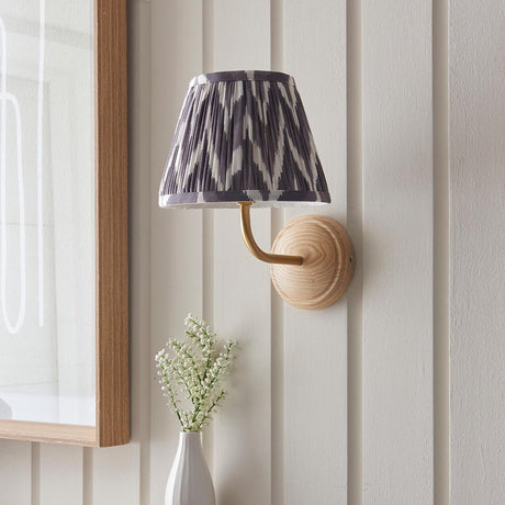 Wood Arc & Zigzag 20cm Pearl grey shade - Comet Lighting