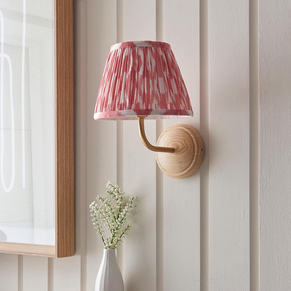 Wood Arc & Ikat 20cm Coral pink shade - Comet Lighting