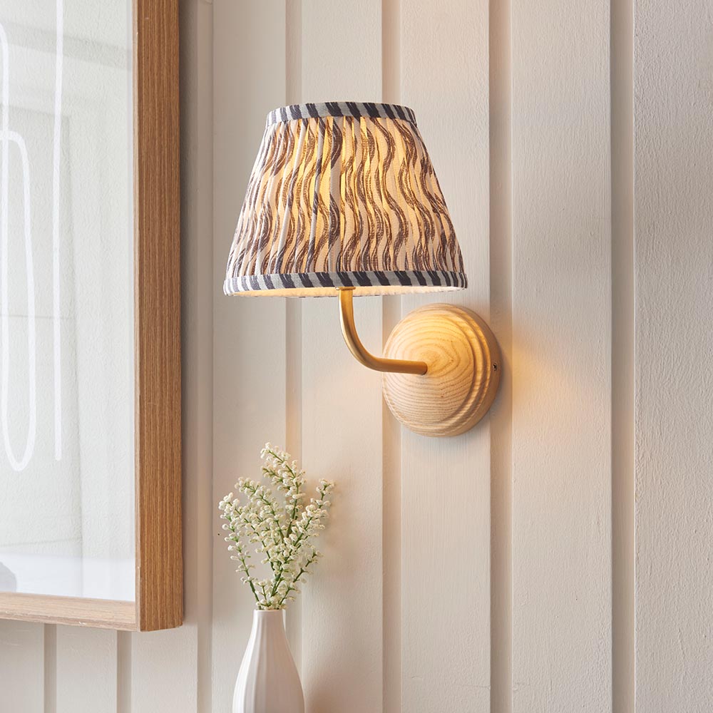 Wood Arc & Ripple 20cm Pearl grey shade - Comet Lighting