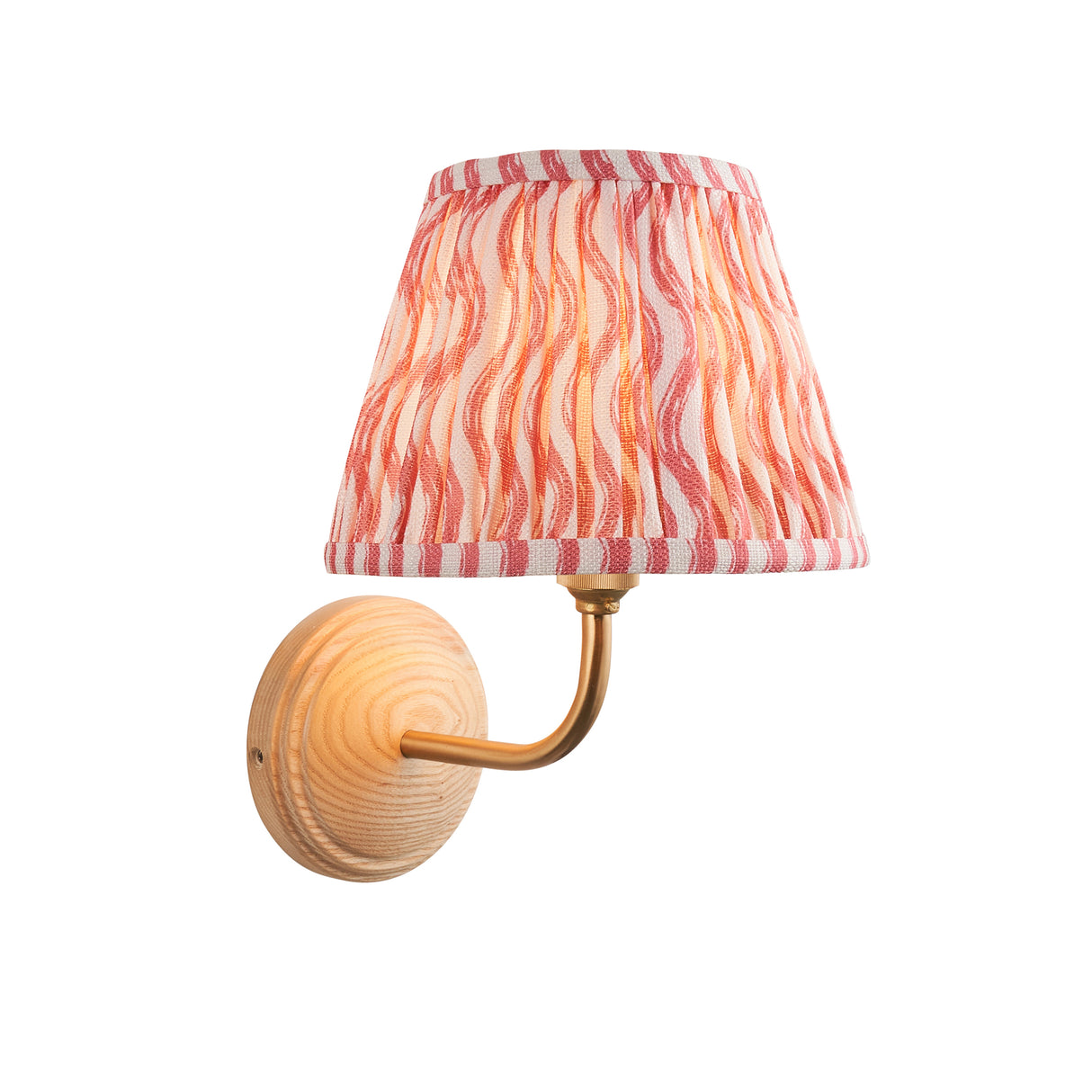 Wood Arc & Ripple 20cm Coral pink shade - Comet Lighting