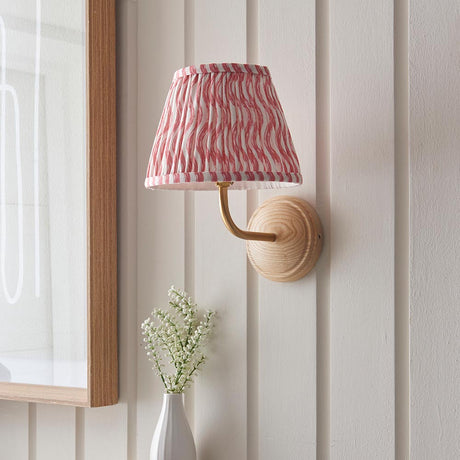 Wood Arc & Ripple 20cm Coral pink shade - Comet Lighting