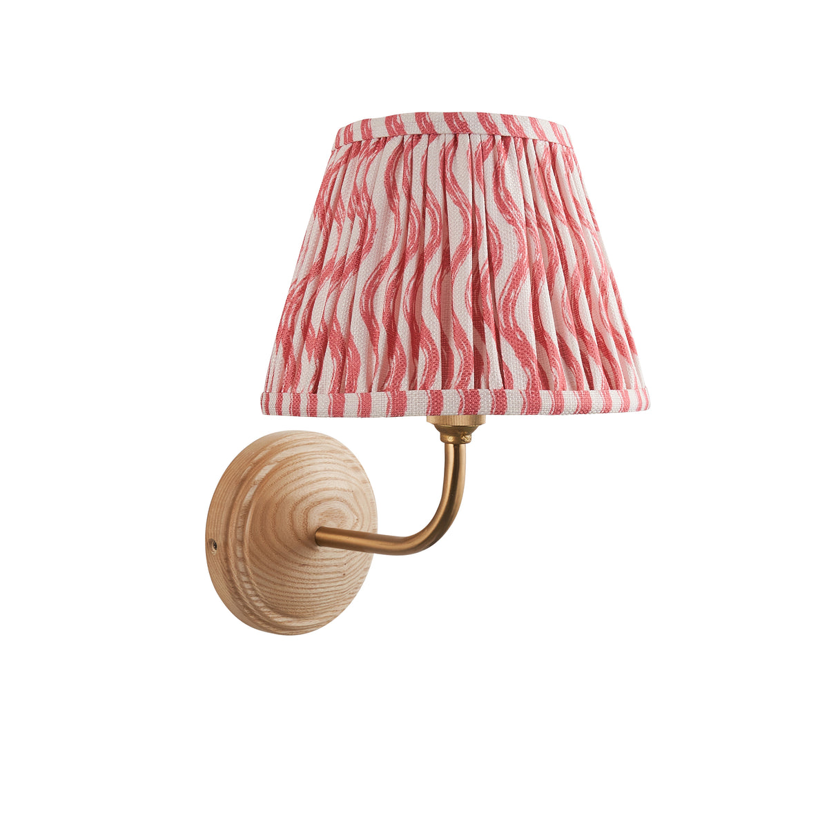 Wood Arc & Ripple 20cm Coral pink shade - Comet Lighting