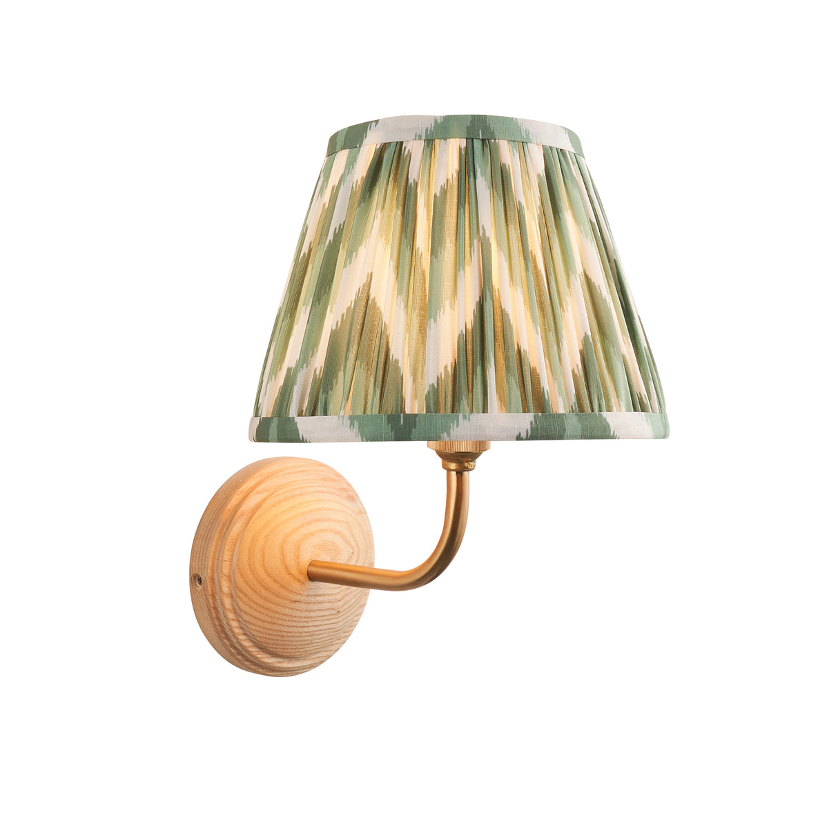 Wood Arc & Zigzag 20cm Cotswold green shade - Comet Lighting