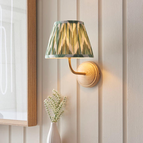 Wood Arc & Zigzag 20cm Cotswold green shade - Comet Lighting