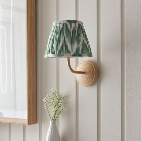 Wood Arc & Zigzag 20cm Cotswold green shade - Comet Lighting