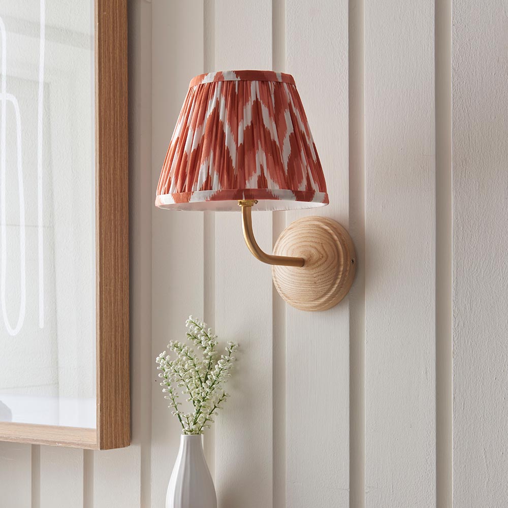 Wood Arc & Zigzag 20cm Apricot orange shade - Comet Lighting