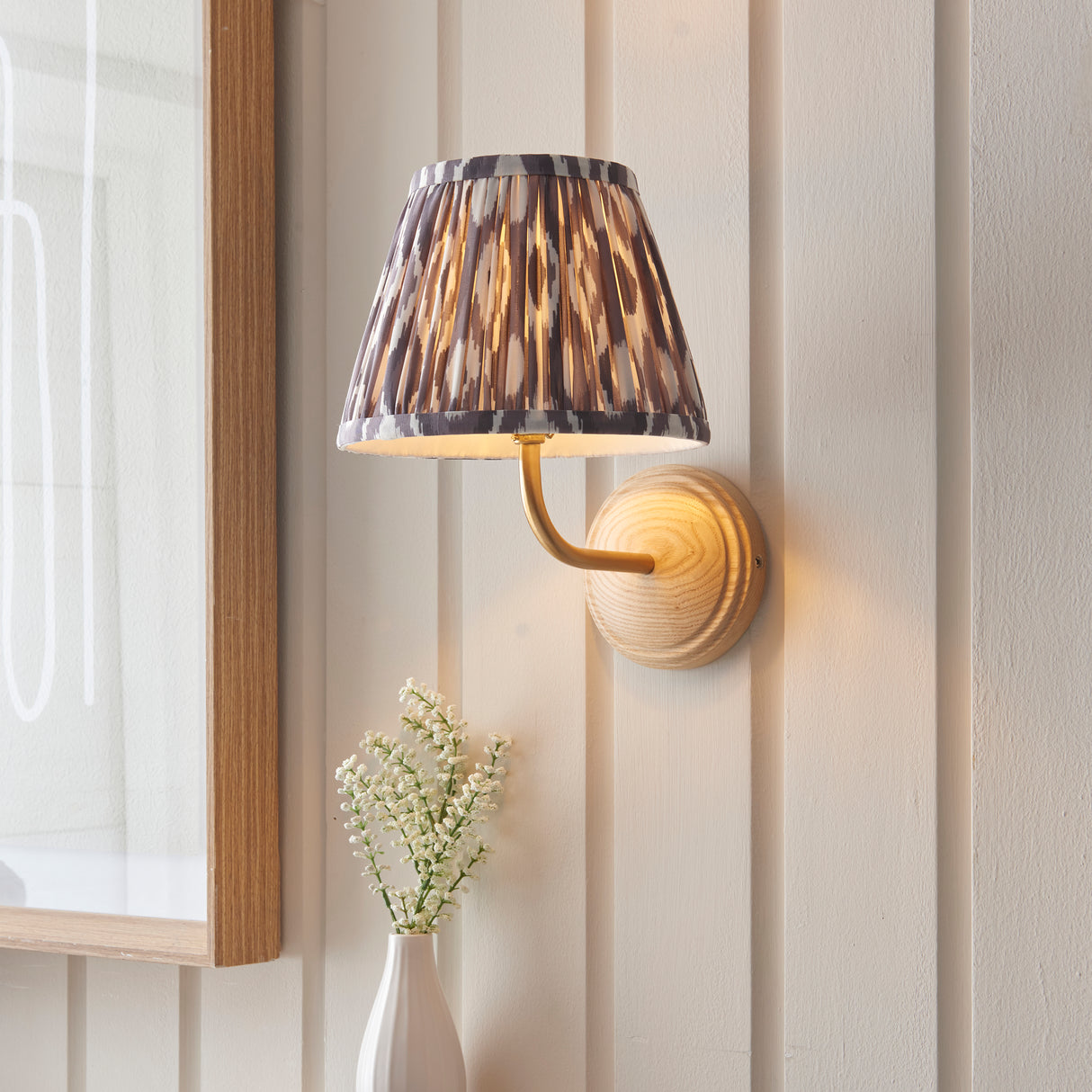 Wood Arc & Ikat 20cm Pearl grey shade - Comet Lighting