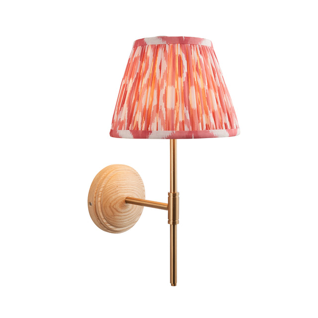 Wood T Bar & Ikat 20cm Coral pink shade - Comet Lighting