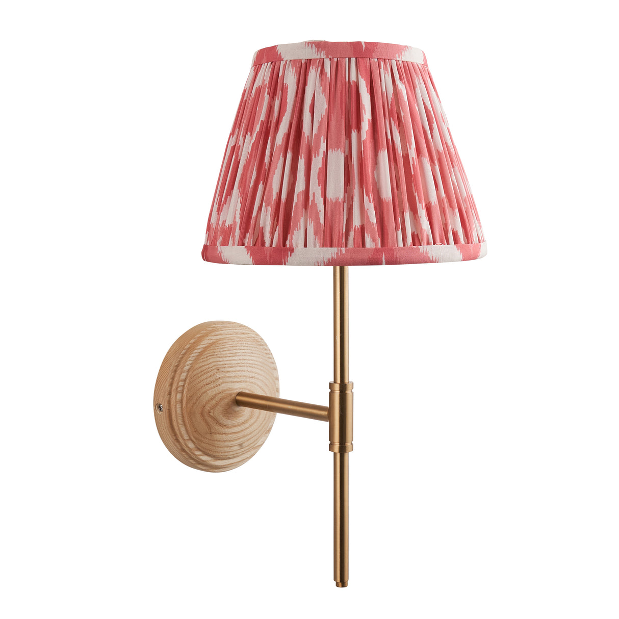 Wood T Bar & Ikat 20cm Coral pink shade - Comet Lighting