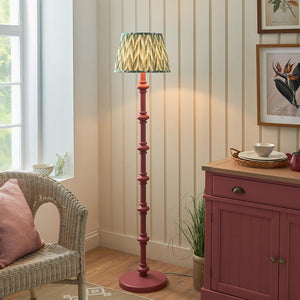 Wooden Pink Carnaby & Zigzag 35cm Cotswold green shade - Comet Lighting