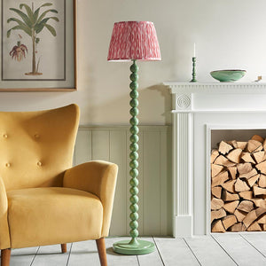 Gloss Green Higgledy & Ikat 35cm Coral pink shade - Comet Lighting