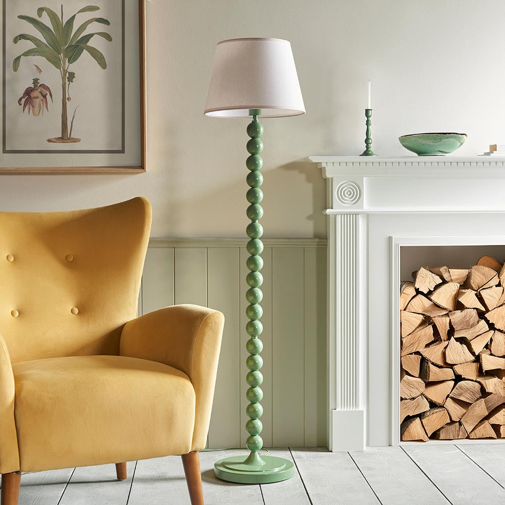 Gloss Green Higgledy & Ivy 35cm Vintage white shade - Comet Lighting