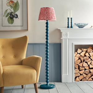 Gloss Blue Higgledy & Ikat 35cm Coral pink shade - Comet Lighting