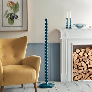 Gloss Blue Higgledy & Ikat 35cm Coral pink shade - Comet Lighting