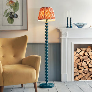 Gloss Blue Higgledy & Zigzag 35cm Apricot orange shade - Comet Lighting