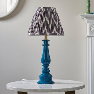 Gloss Blue Myrtle & Zigzag 25cm Pearl grey shade - Comet Lighting