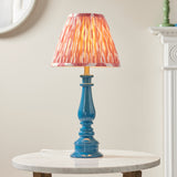 Gloss Blue Myrtle & Ikat 25cm Coral pink shade