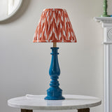 Gloss Blue Myrtle & Zigzag 25cm Apricot orange shade