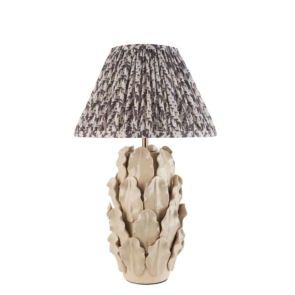 Ceramic Table Light Layered Leaf & Leaf 30cm Pearl grey shade