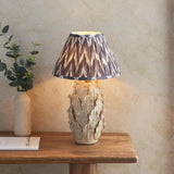 Ceramic Table Light Layered Leaf & Zigzag 30cm Pearl grey shade