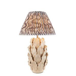 Ceramic Table Light Layered Leaf & Ripple 30cm Pearl grey shade - Comet Lighting