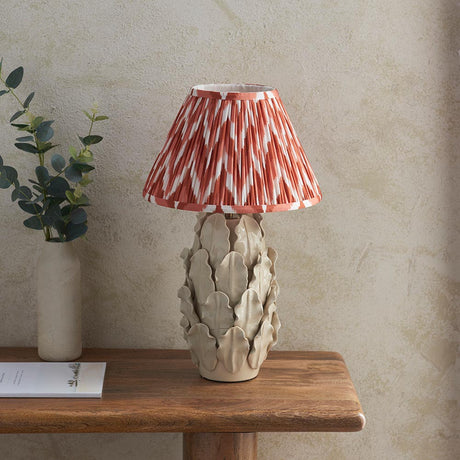 Ceramic Table Light Layered Leaf & Zigzag 30cm Apricot orange shade