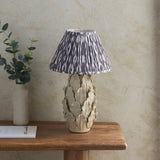 Ceramic Table Light Layered Leaf & Ikat 30cm Pearl grey shade