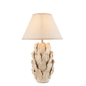 Ceramic Table Light Layered Leaf & Ivy 30cm Vintage white shade - Comet Lighting
